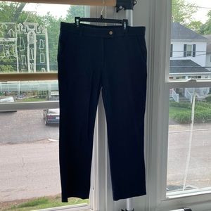 Tory Burch cropped navy cotton pant.